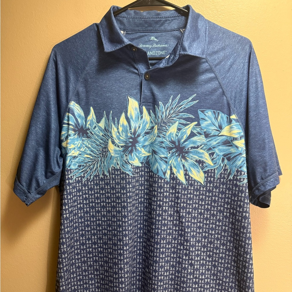 Tommy‎ Bahama IslandZone Performance Polo Blue Floral UPF 30 Mens M
